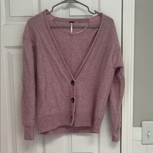 Free People Dusty Rose Cashmere Button-Front Cardigan Sz XS